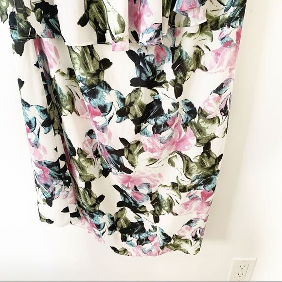 Vince Camuto Arctic Floral Ruffle 1 shoulder Dress - Picture 4 of 8
